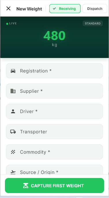KiloSahihi mobile app — capturing a weight